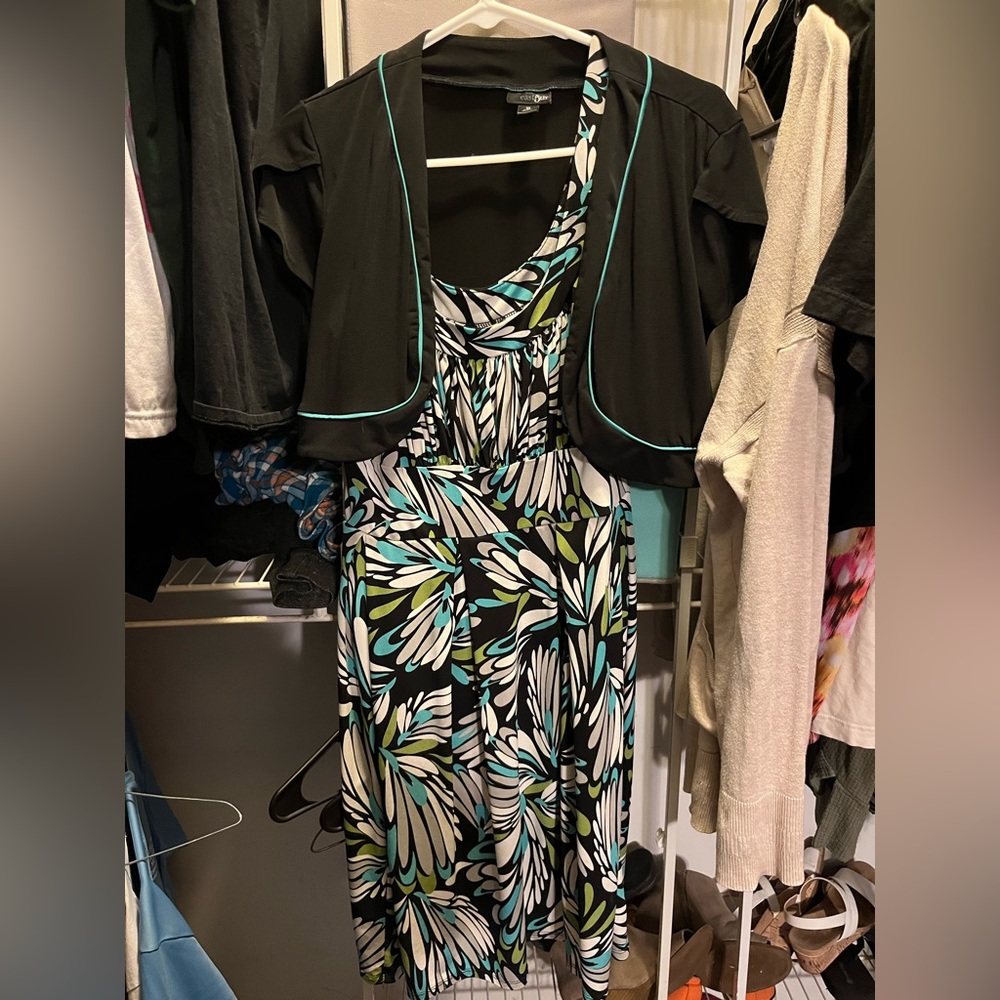 East 5th Green&Blue Dress with Original Cover-up